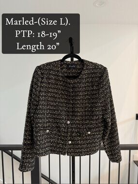Marled Black Tweed Jacket with Gold Threading